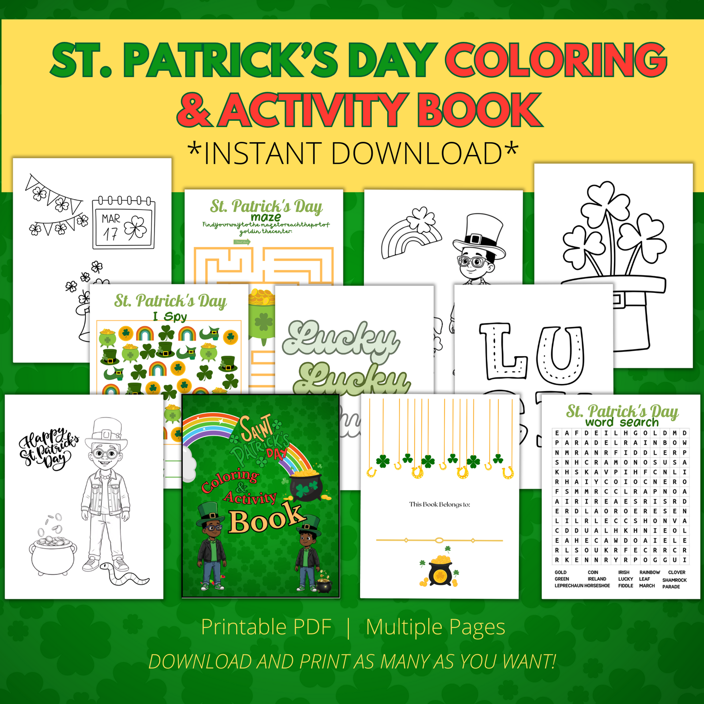 St. Patrick's Day Coloring & Activity Book | Little Rs Adventures