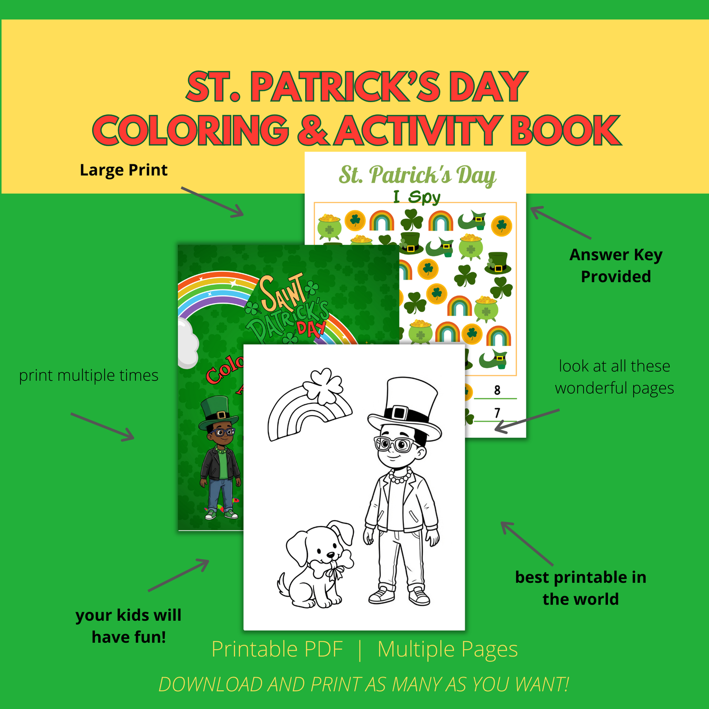 St. Patrick's Day Coloring & Activity Book | Little Rs Adventures