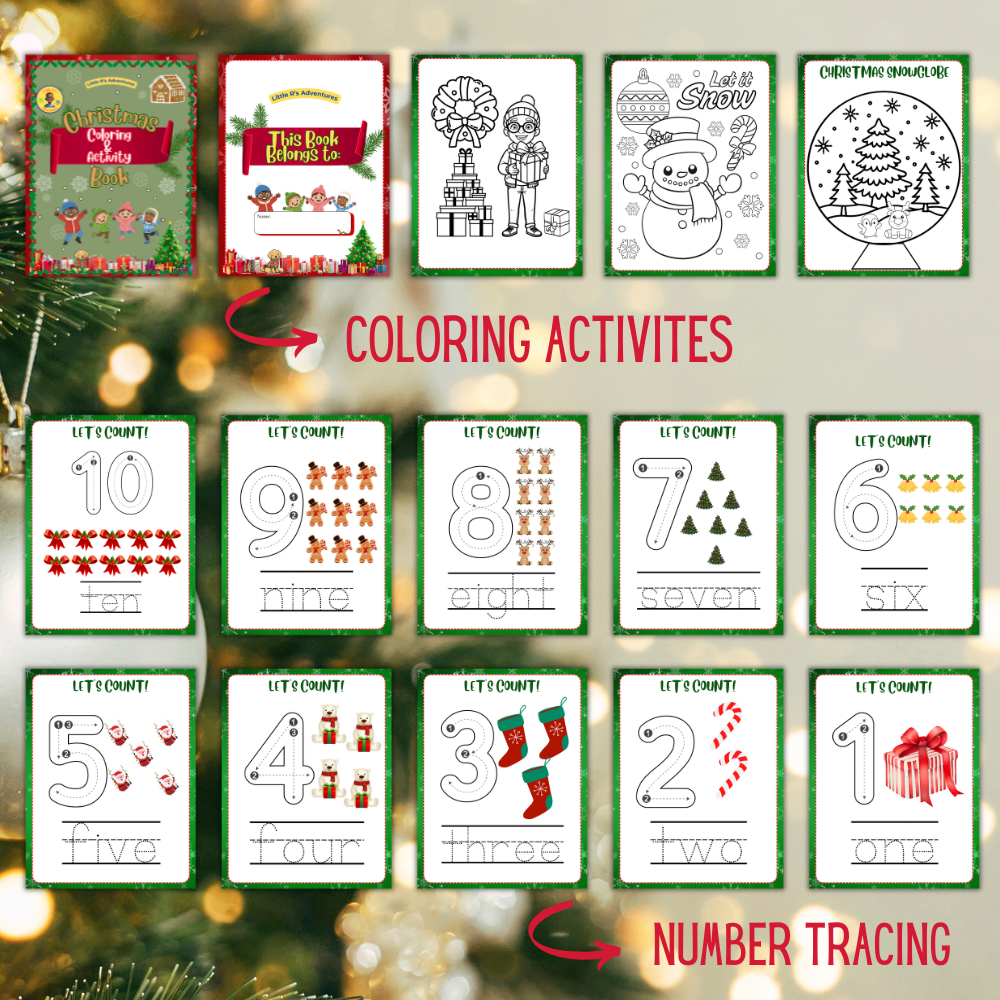 Christmas Coloring and Activity Printable Book | Little Rs Adventures
