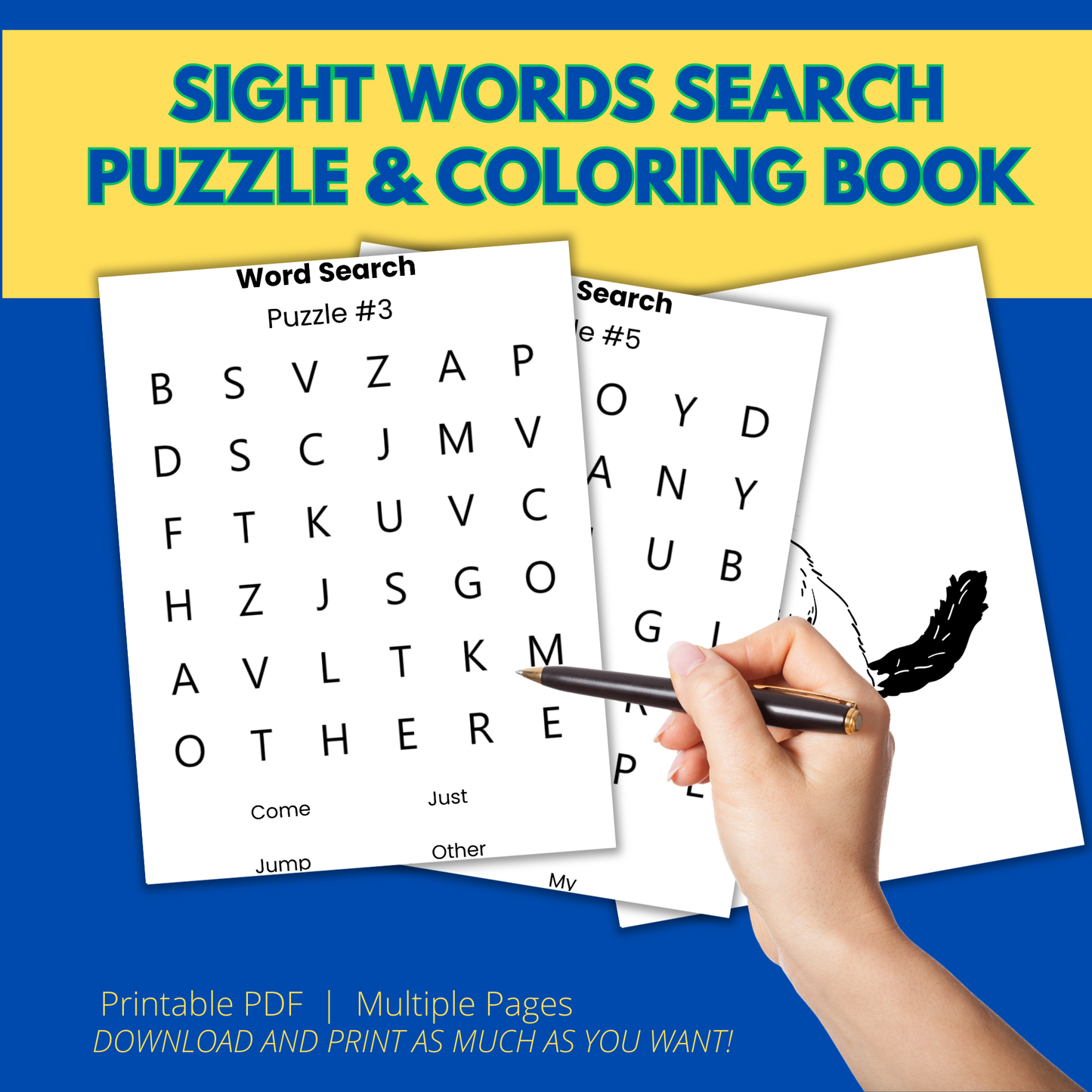Sight Word Search and Coloring Printable Book - Little Rs Adventures