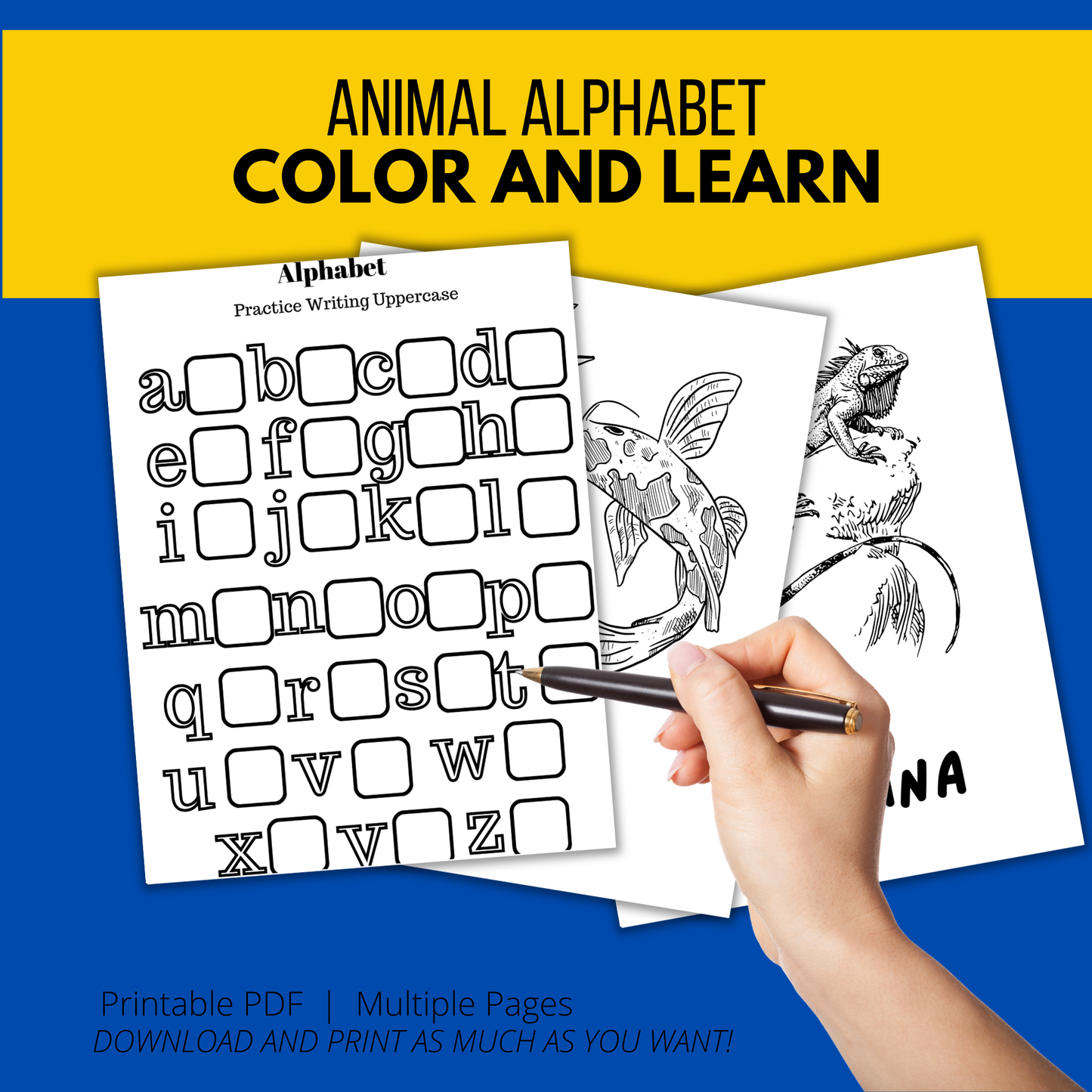 Animal Alphabet Coloring and Activity Printable Book