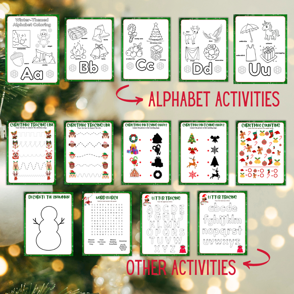Christmas Coloring and Activity Printable Book | Little Rs Adventures