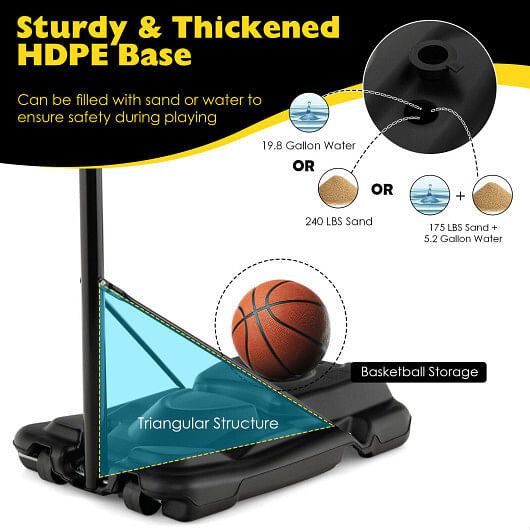 4.25-10 Ft Portable Adjustable Basketball Goal Hoop System