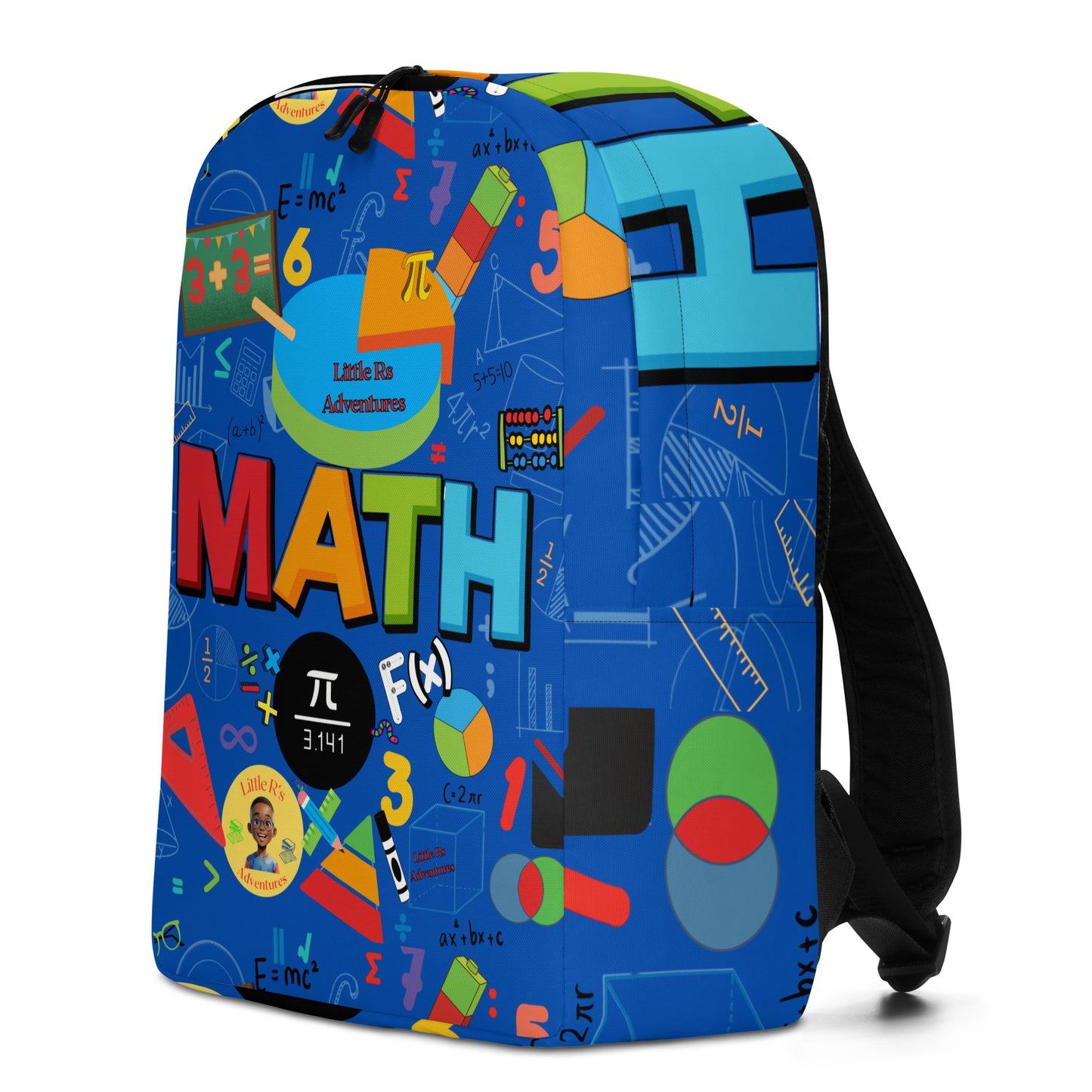 Spacious Blue Math Backpack - Durable, Fun, & Water-Resistant